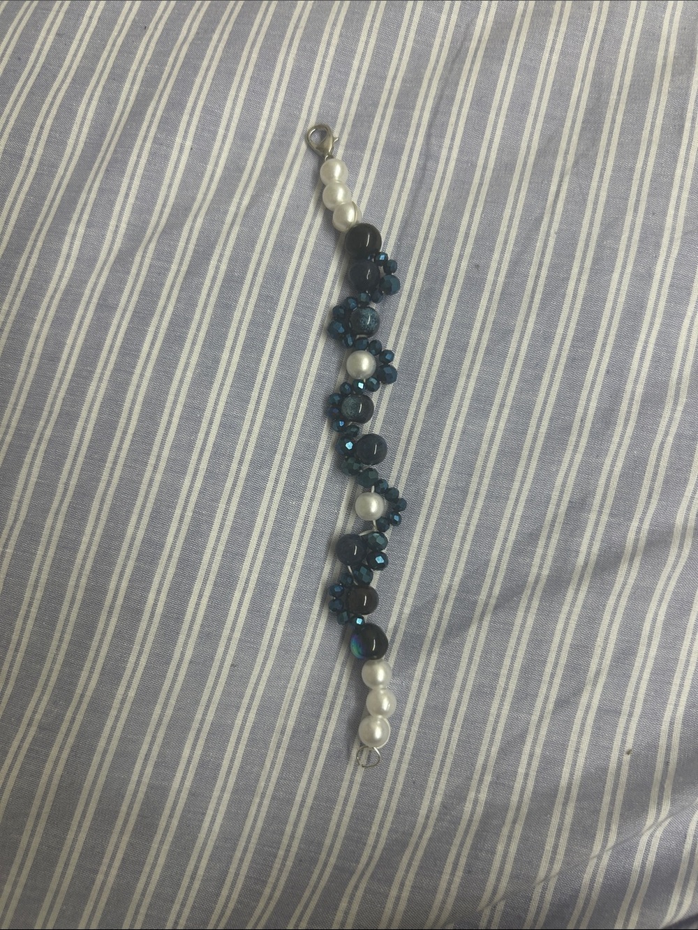 Beaded Pearl and Teal Bag Charm